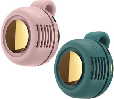 ECTEATOY® Mini Ventilator - 2 Stuks - Clip-On Ventilator - Oplaadbare USB Ventilator - Portable Clip Fan - Nekventilator - USB Oplaadbare Stille Bladeless Ventilatoren - Verstelbare - Geschikt Voor Buiten, Op Reis En Op Kantoor - Roze, Groen