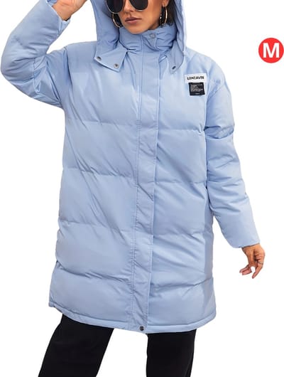 Livano Winterjas - Dames - Parka Winterjas - Winter - Volwassen - Lange Jas Dames - Herfst - Lichtblauw - Maat M