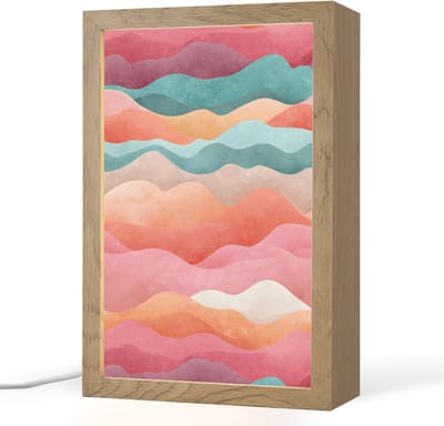 Nachtlampje 20x30 cm - Kinder lampje - Golven - Kleurrijk - Abstract - Tafellamp kinderkamer - Slaapkamer lamp - Bedlamp kinderen - Kinderlampje stopcontact - Wandlamp babykamer - Nachtlampjes