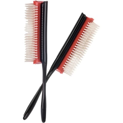 9 Rijen Haarborstel Haarborstel Kappers Scalpmassage Haar Kam Styling Tools rood zwarte kleur