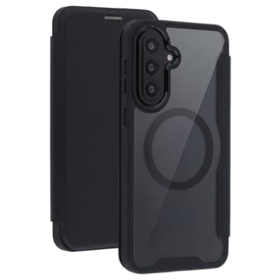 imoshion Hoesje - Geschikt voor Samsung Galaxy A57 (5G) - Transparante Bookcase met Magnetische Ring - Zwart