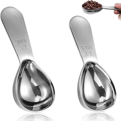 Set van 2 Maatlepels voor Koffie en Suiker, RVS Maatlepel met Kort Handvat voor Nauwkeurige Dosering