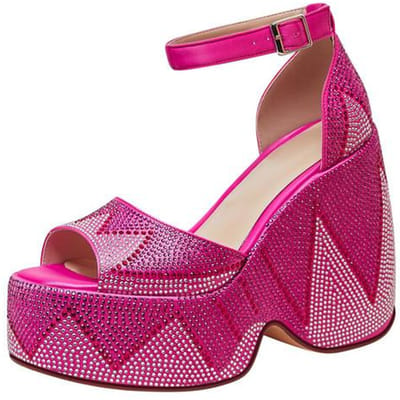 Nieuwe Dames Hoge Hak Sandalen Water Diamant Sexy Waterdicht Platform Banket Feest Zomer Damesschoenen 38 pink
