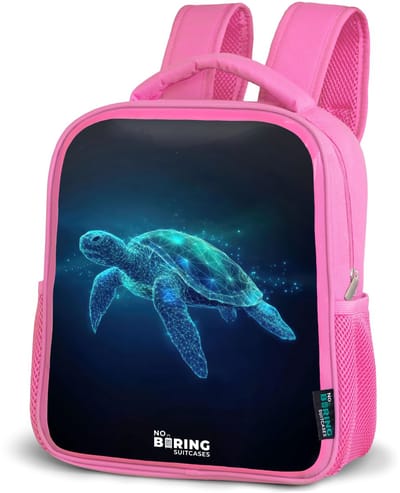 NoBoringSuitcases.com® - Rugzak roze - Schooltas meisjes - Lichtgevende schildpad in digitale oceaan - Kinder rugtas meisje - Boekentas kind - Kinderrugzak voor school - Schoolrugzak
