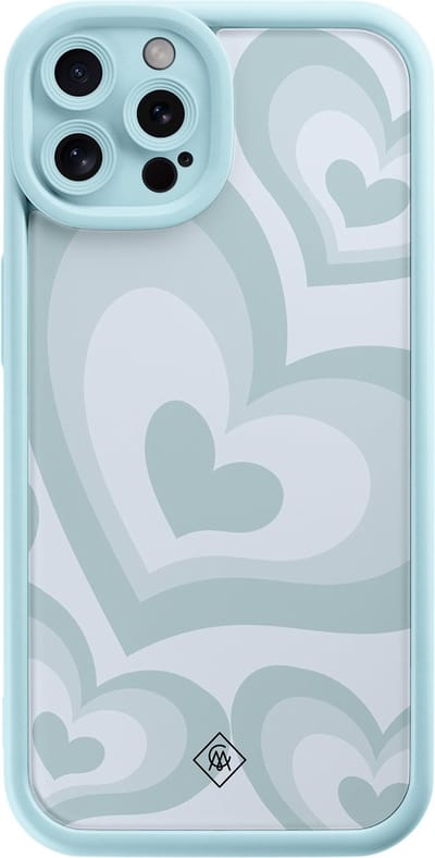 Casimoda® hoesje - Geschikt voor iPhone 12 Pro - Hart Blauw - Effen telefoonhoesje met lensbescherming - TPU - Backcover - Blauw