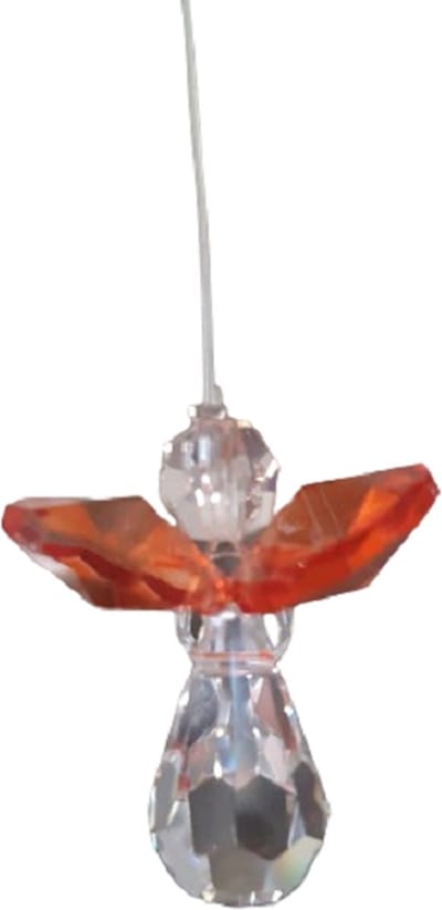 Beschermengel Raamhanger Oranje , gemaakt met o.a. swarovski kristal, raamdecoratie, raamkristal, fengshui, crystal, kersthanger, kerst ornament, kerst, cadeau, geluksengel, beschermengel, engel, engeltje, autohanger, kerstpakket