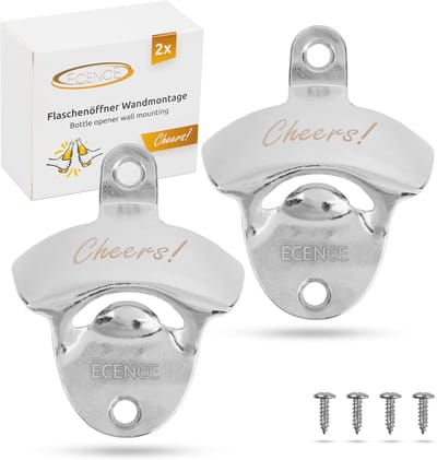 SnelShoppen - 2x Wandmontage Flessenopener voor Bier, Retro Stijl, Hoogwaardige Legering, Makkelijk Te Gebruiken, Perfect voor Feest, Camping, Keuken,