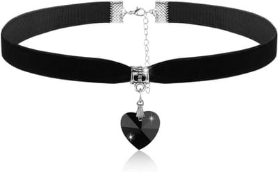 Gothic Hart Choker Halsketting voor Vrouwen - Vintage Velm Choker voor Feestjes, Cosplay en Halloween (Zwart)