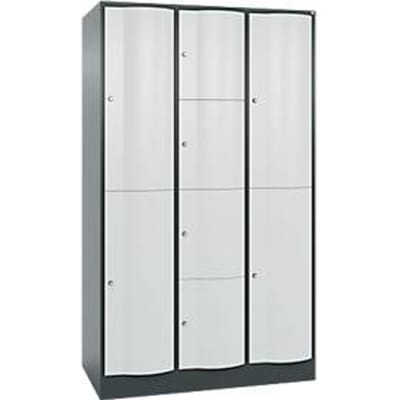 C+P combikast Resisto, 3 vakken, 8 vakken, B 1148 x D 640 x H 1950 mm, antracietgrijs/lichtgrijs