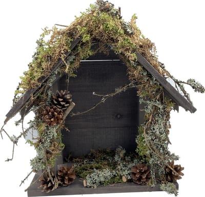 GARDEN SPIRIT Uniek prachtig handgemaakte Kerststal 22 x 36 x 36 cm met mos