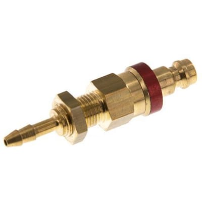 Messing DN 5 Rood Luchtkoppeling Insteeknippel 4x6 mm Push-On Schotkoppeling Double Shut-Off - CLP5-NB-B-RED-SV-4