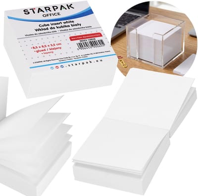 Witte notitieblokjes, memoblok, gelijmd, blok, notitieblokje 8,5x8,5x3,5 cm