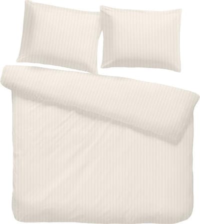 iSleep Satijnstreep Dekbedovertrek - Tweepersoons - 200x200/220 cm - Licht Beige