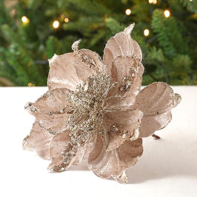 Kerstbloemen Glitter Kunstbloem Kerstboom Hangende Ornamenten DIY Slingers Thuis Bruiloft Nieuwjaar Feest Decoratie Cadeau champagne