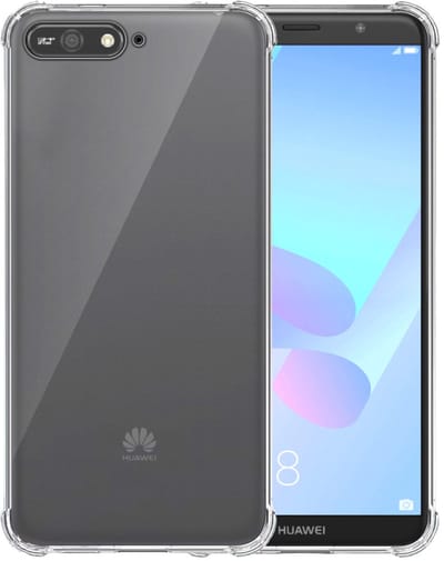 Smartphonica Telefoonhoesje Geschikt voor Huawei Y6 2018 Transparant Schokbestendig - Shockproof TPU SIliconen Backcover Case met Stootrand Doorzichtig