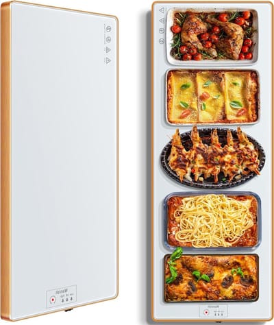 Elektrische warmhoudbak (extra lang 40" x 12"), voedselwarmer met thermostaat en volledige oppervlakteverwarming, voedselverwarmingsmat met 2 modi
