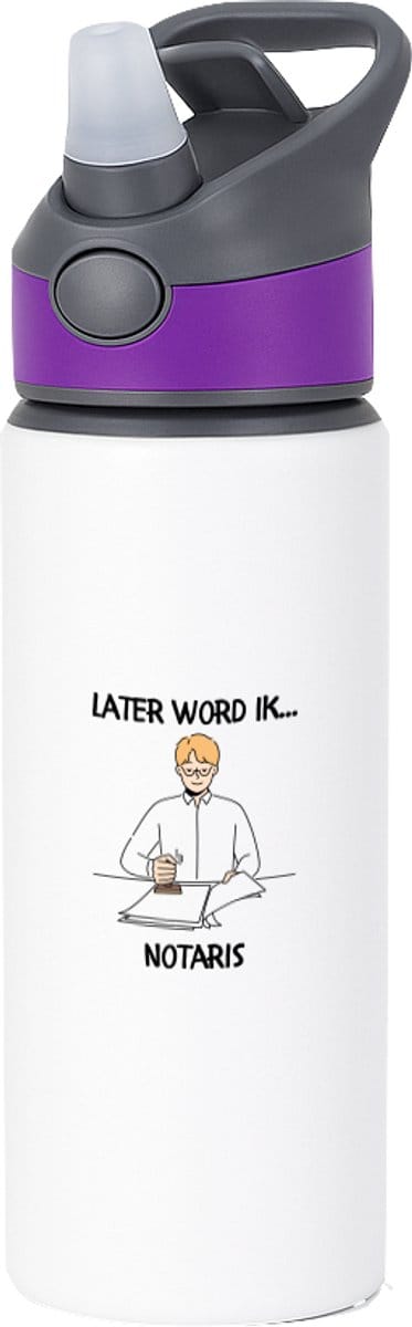Hacebo® - Later word ik notaris waterfles met rietje paars - Notarissen - juridisch medewerker - Jurist - documentbehandelaar - recht - rechter - verdediger - raadsman - pleiter - wetgeleerde - meester - water fles - 650ML