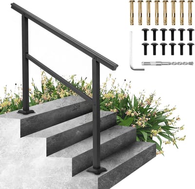 VEVOR Trapleuning Aluminium - Trapleuning Houder (L x H)121,9 x 90,2 cm - Voor Het Buitentuinen & Woongebouwen & Bedrijven - Zwart
