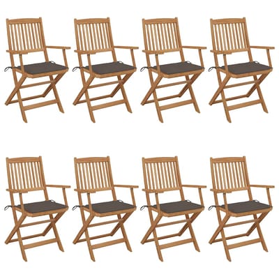 vidaXL - Inklapbare - stoelen - 8 - st - met - kussens - massief - acaciahout