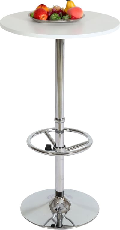 Cosmo Casa Bar Tafel - Bistro Tafel - Receptietafel - Bari met Voetensteun - Ø60cm - Wit