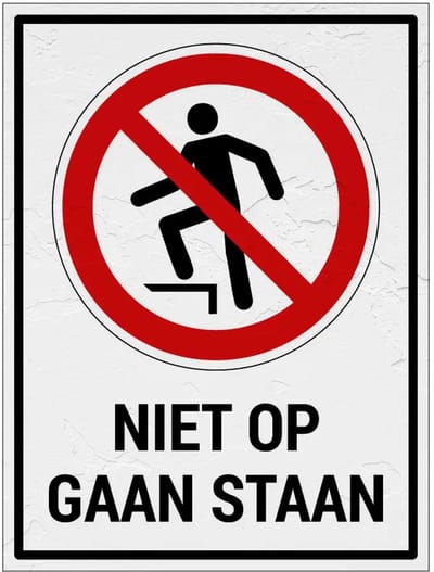 Niet op gaan staan bord met tekst | Sign Again materiaal | 20 x 15 cm