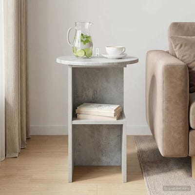 vidaXL - Bijzettafel - Betongrijs - Ø - 39,5 - x - 55 - cm - Bewerkt - hout