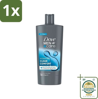 1 x Dove Men+Care - Clean Comfort - 3-in-1 Douchegel - Hydraterend- 700 ml- Douchegel Voor Mannen - Lichaamsgel - Gezichtsgel - Haarverzorging - Hydraatende Douchegel