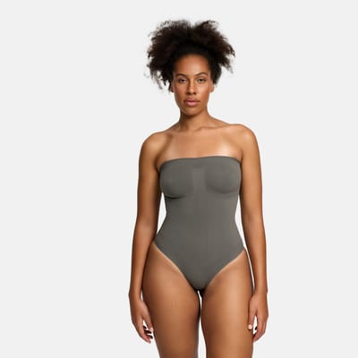 cfab - Strapless corrigerende bodysuit met bijpassend slipje - Grafiet XS - Corrigerende Body - Naadlos - corrigerend ondergoed dames