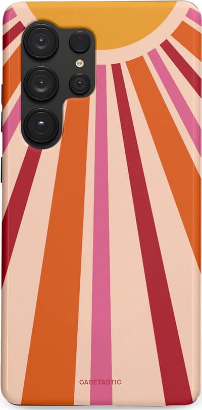 Casetastic Hoesje Geschikt voor Samsung S25 Ultra - Stijlvolle Beschermende Duo-layer Case - Retro straal