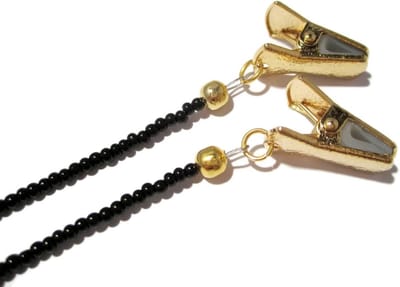 Bril Houder - Bril Ketting - Bril Veilig Houden - Zachte Clips - 29 Inch Lang - Zwart Goud