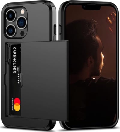 Hoesje Geschikt voor iPhone 13 Pro Hoesje Zwart - shockproof Backcover met pasjeshouder - Ruimte voor 2 pasjes