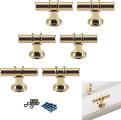 T Bar Handgrepen voor Keuken- en Kastdeuren - Zinklegering Lades en Kasten Knoppen (6 Stuks) - Duurzaam en Modern Design