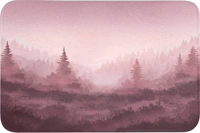 Badmat 90x60 cm - Antislip - Landschap - Mistig - Roze - Badmatten voor badkamer - Badkamermat - Douchemat - Badkamer mat