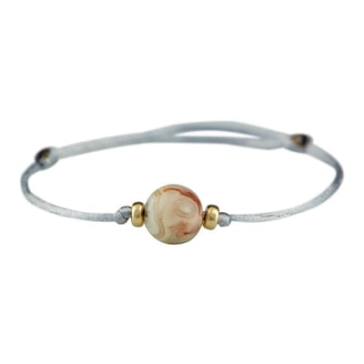 Satijnkoord armband met Crazy Lace Agaat & 14 karaat gouden beads