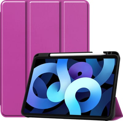 Hoesje - Geschikt voor Apple iPad Air 5 (2022) - 10.9 inch - 5e Generatie - M1 - Dun & Stevig - Trifold Bookcase - Hard Cover Case - Met Uitsparing Geschikt voor Apple Pencil - Hardcover Book - Tablet Hoes - Paars