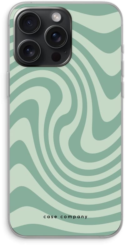 Case Company® - Hoesje geschikt voor iPhone 15 Pro Max hoesje - Swirl Groen - Soft Cover Telefoonhoesje - Bescherming aan alle Kanten en Schermrand