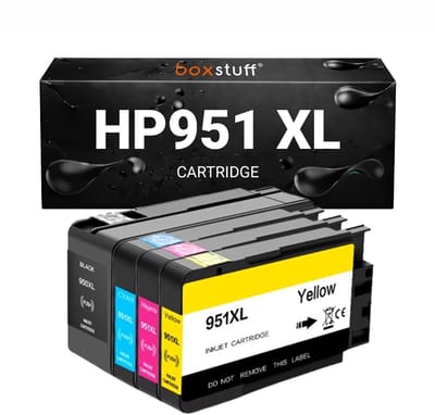 Boxstuff Inkt geschikt voor HP 950XL + 951XL - Multipack Inkt Cartridges Zwart en Kleur Compatibel met HP OfficeJet Pro 8100 / 8600 / 8610 / 8620 / 8630 / 8640 / 8660 Printers - Complete Set