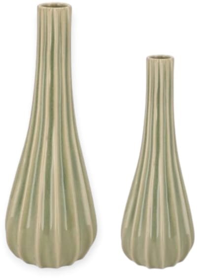 Daan Kromhout - Vaas - Bloemenvaas - Set van 2 - Bottle - Keramiek - Groen - 28 en 36cm