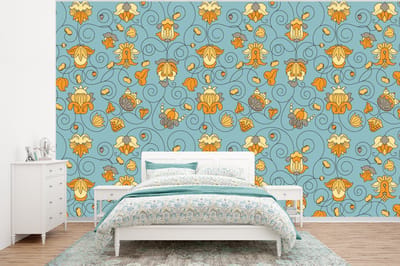 Behang - Fotobehang Patronen - Vintage - Bloemen - Breedte 320 cm x hoogte 240 cm