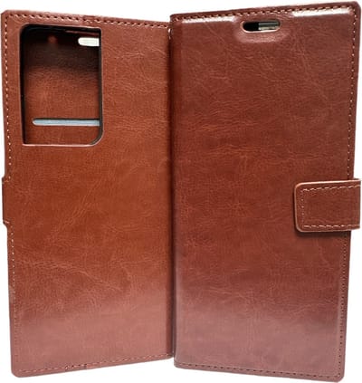 Portemonnee Book Case Hoesje Geschikt voor: Samsung Galaxy S21 Ultra - bruin