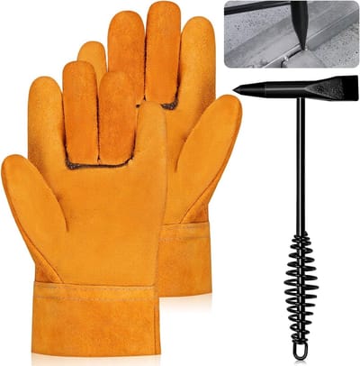 Set van 2 stuks 250mm/9.8'' Las Chipping Hamer met Veerhandvat en Werkhandschoenen, Ideaal voor het Verwijderen van Slakken en Restanten