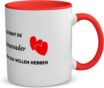 Akyol - jij bent de bonusvader die iedereen zou willen hebben koffiemok - theemok - rood - Vader - geweldige vader - niemand anders - verjaardag - cadeau - kado - bedankje - geschenk - 350 ML inhoud
