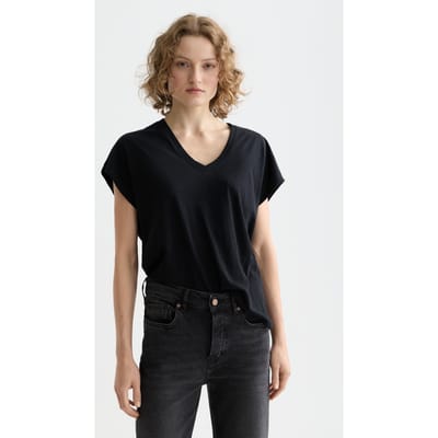Scotch & Soda Slub V-neck T-shirt Black Taglia: XS | Maglie Sportivi Outlet | Donna | Nero