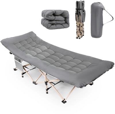 Campingbedje Opvouwbaar met Dikke Matras - Campingbedje met Matras - Camping Bedje - Campingbedje Matras voor volwassenen