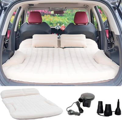 Luchtbed Auto - Kampeer Matras - Reizen en Kamperen - Verstevigd Ontwerp - 195x126 cm - Beige en Koffie