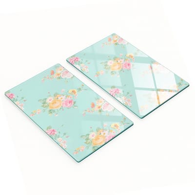 Multifunctionele decoratieve glazen snijplanken voor de keuken met bloemenpatroon, 2x30x52 cm
