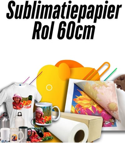 A-SUB Sublimatiepapier Rol 24” x 33,5m - Premium Kwaliteit - Sneldrogend - hoge inktoverdracht - Voor Sublimatieprinters - Polyester Textiel en Sublimatieobjecten, Mokken,
