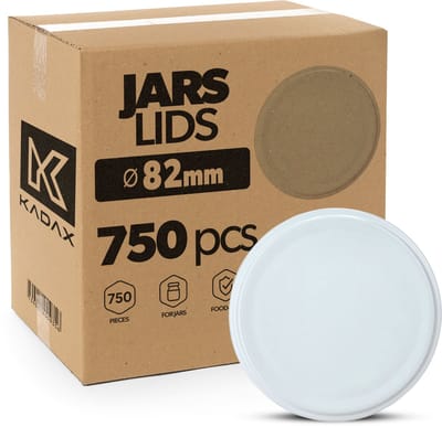 KADAX schroefdeksels, diameter 82 mm, 750 stuks, set metalen twist-off-deksels, vervangende deksels voor inmaakpotten, jampotten, honingpotten en potten met schroefdeksel (wit)