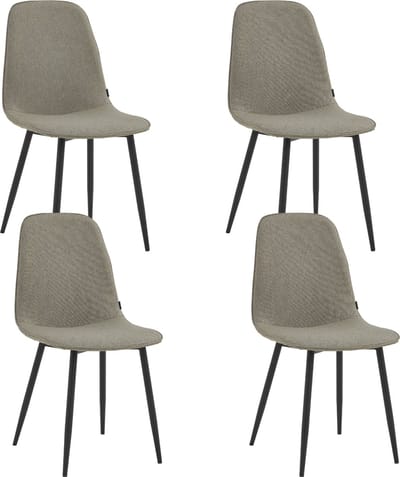 Colenis® - Milou Eetkamerstoelen - Set Van 4 - Lichtgrijs - Linnen Stof - Industrieel - Stoelen