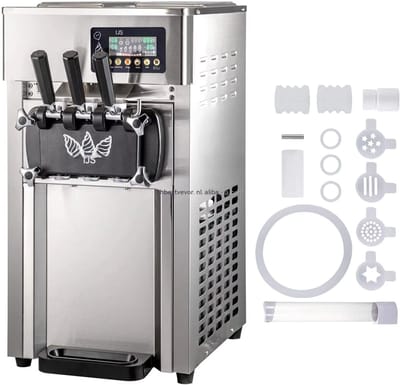VEVOR Softijsmachine - Commerciële ijsmachine - 2 x 3 L trechters - 3 smaken - 18 L per uur - LCD bediening - Horeca en thuis - 220 V - Rvs
